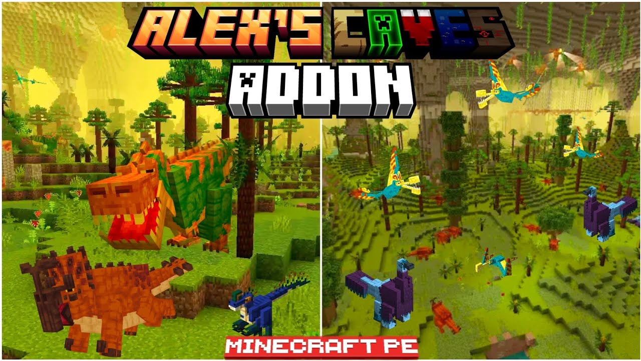 🦖ALEX\\\\\\\\\\\\\\\\\\\\\\\\\\\\\\\'S CAVES ADDON for BEDROCK | MINECRAFT PE +1.21 #addons