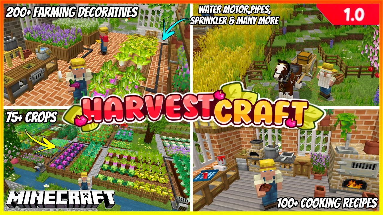HarvestCraft Addon 1.0 Showcase in MCPE | Minecraft PE 1.21.51+ |
