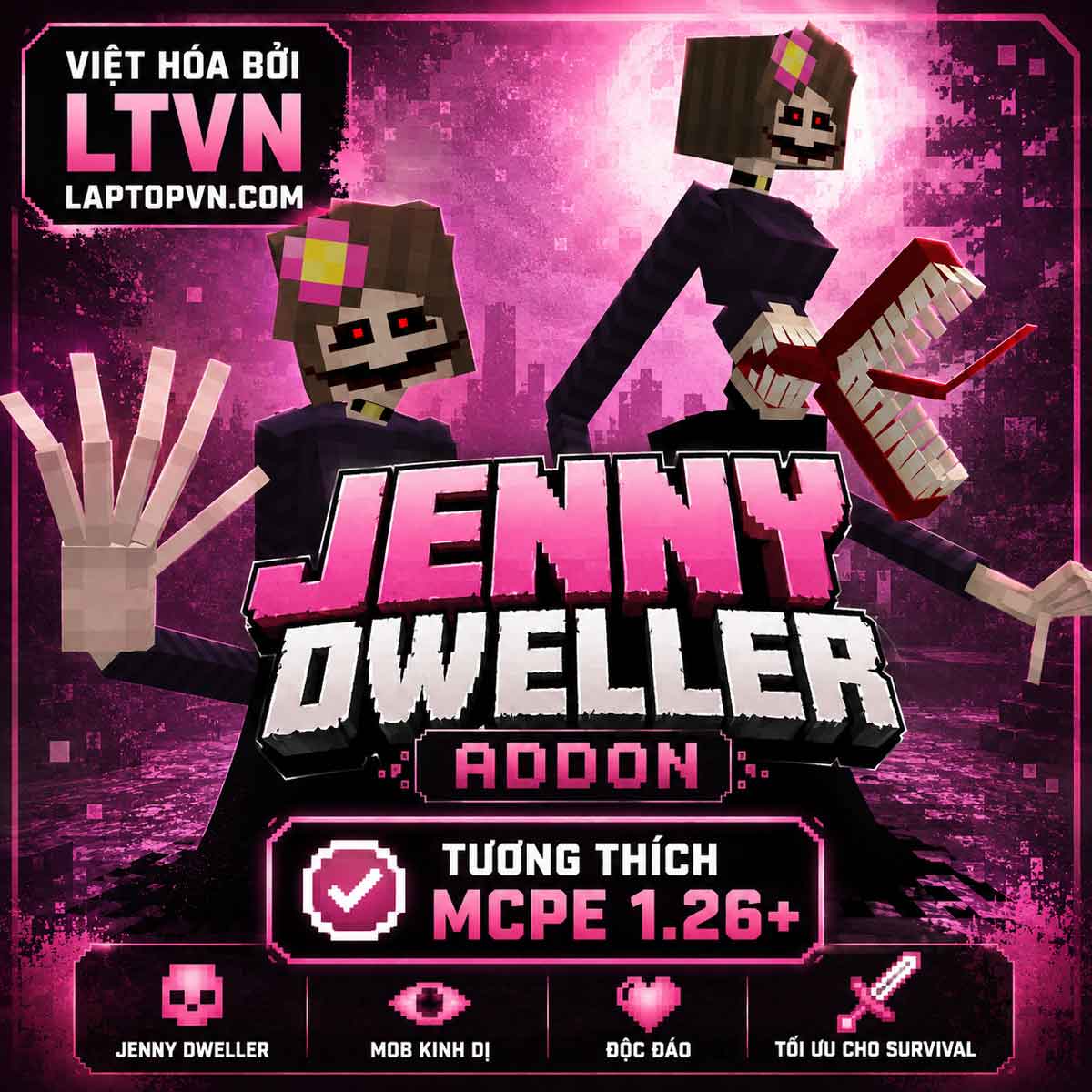Adodon Jenny Dweller Tiếng Việt tương thích MCPE 1.26+.mcaddon