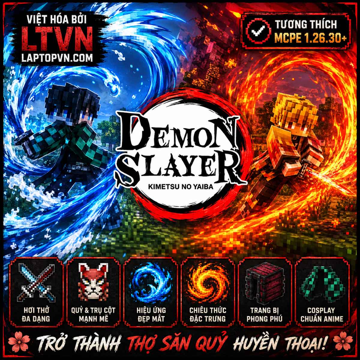 Addon Demon Slayer - Kimetsu No Yaiba - Mules Slayer Việt Hóa cho MCPE 1.26+.mcaddon