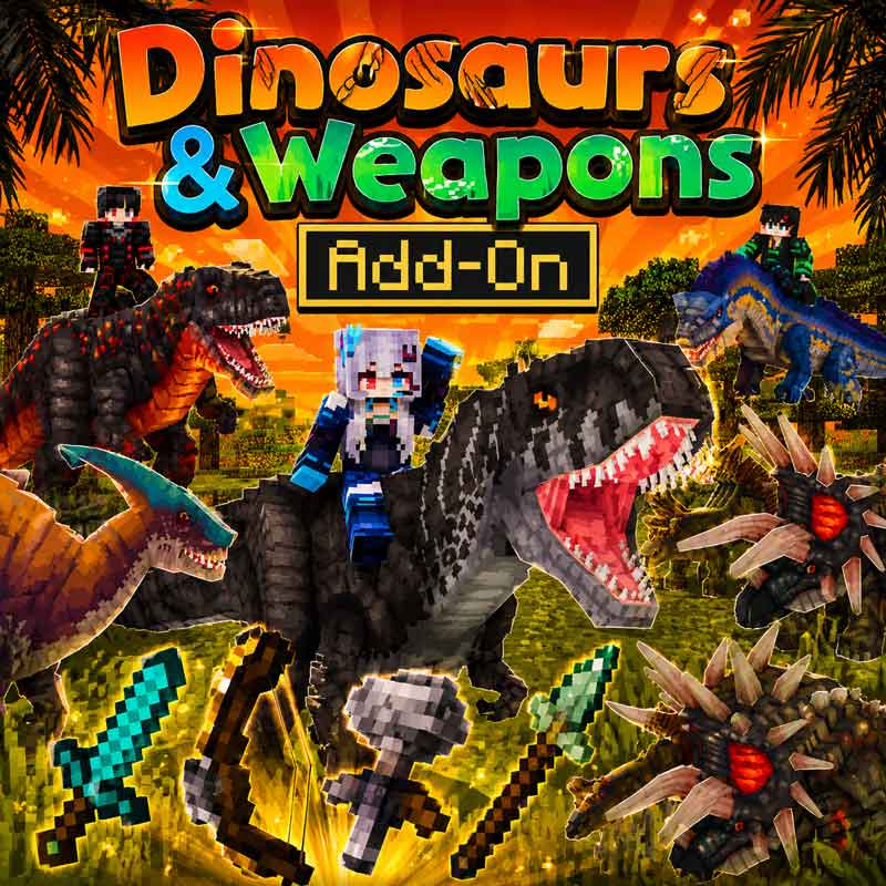 Addon Khủng long Việt Hóa Dinosaurs and Weapons cho MCPE 1.21+.mcaddon