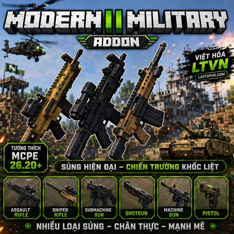 Addon Modern Military Việt Hóa 1.90.15 cho MCPE.mcaddon
